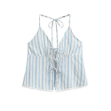 Fongt New Women's Fashion Design Hit The Color Stripe Hanging Neck Slings