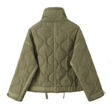 Fongt Autumn And Winter Women's Clothing Collar Quilt Cotton Jacket Jacket Paste Bag Trim Fashion Loose Casual Cotton Clothes