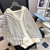 Hooded Casual Knitted Sweater Women's 2024 Spring And Autumn New Korean Version Loose Fashion Cardigan Jacket-Outfit