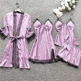 Midnight Charm Sexy Pajamas_Pyjamas Summer Sexy Pajamas Four-Piece Korean Version Of Sling Women With Breast Pad