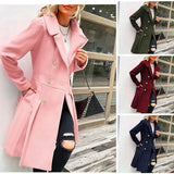 Fongt Autumn And Winter New Long Haired Women's Coat Ebay Large-Size Coat Wish Double Buckle
