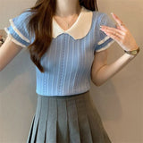 And Sexy T-Shirt Girl Summer New Pure Sweet Hottie Short-Sleeved Temperament Flying Short-Sleeved