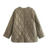 Fongt Women's Clothing New Casual Lingge Collar Quilt Loose Cotton Clothes