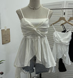 Fongt Shooting Irregular Kinky Skirt Shaved Belly Thin Sling Vest Design Slim Slime Sleeveless Top 9150