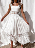 Fongt New Fashion Lace Sleeveless Splicing Large Swing Dress Dress