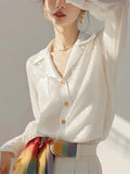 Fongt Temperament White Shirt Long-Sleeved Spring And Autumn New Unique Fashion Beautiful Shirt Early Autumn Women's Chiffon Top