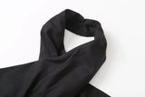 Fongt Women's Black Tuxedar Hanging Neck Linen Dress 151