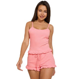 Fongt Selling Pajamas Female Sling Shorts Two-Piece Pajamas Ladies Set Solid Striped Homewear