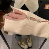 Irregular Sweater For Women Casual V-neck Slim Knitted Tops Korean Design Knitwear Jumper Spring Fall Bottomed Pullover
