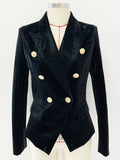 QUALITY Newest Baroque Fashion 2023 Designer Blazer Women's Lion Metal Buttons Slim Fit Crocodile Synthetic Leather