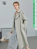 Suit Collar Full Regular Sleeve Long Straight Trench Office Lady Solid Spring Double Breasted Mid-length