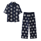 Fongt Shirt 4877098 Embroidered Broad Leg Trousers 2731059 Set