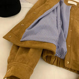 Brown Suede Stripe Lining Jacket-Outfit