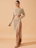 Fongt Long-Sleeved Blouse Beach Burqa Sexy Bikini Hoodie Sunscreen Suit Woman