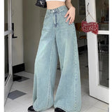 Fongt Wide-Legged Jeans Women Spring And Autumn New High-Waisted Loose Thin Trumpet Trousers
