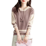 Fongt Women's Autumn/Winter 2025 New Ocean-Loose Casual Closed Knitted Small Long Sleeve T-Shirt