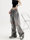 Vintage High Waist Loose Ripped Jeans Pants 2023 Fashion Women's Grunge Baggy Y2K Wide Leg Female Denim