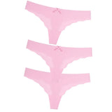3Pcs Sexy G String & Thongs Women's Set Panties Solid Female Underwear Mid-Rise Silky Ladies Briefs Comfort Seamless