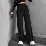 Fongt Hanging Mop High-Waisted Trousers Loose Temperament Straight Women's Niche Design Solid Color Trousers