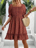 Fongt Women's Summer New New Ocean Bubble Bubble Sleeves Crush Flower Dresses Women's Dress