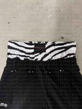 Fongt Design Drawstring Double Waist Letter Print Loose Hip Hop Sports Straight Black Broad Leg Trousers
