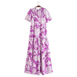 Fongt Women's New Cotton-Print T-Shirt With Loose Cake Dress 8744