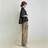 Fongt And South Korea In The Spring And Summer New Temperament Loose Sleeve Top + Loose Broad Leg Pants Two Sets Of Women