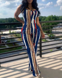 Independent Station New Fashionable Printed Solid Color Suspender Jumpsuit-Outfit
