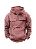 Fongt And Autumn New Men's Hooded Solid Color Sweater Youth Sports Multi-Pocket Coat