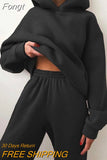 Casual Tracksuit Women Fleece Two Pieces Set Warm Sweatshirts Pullover Sweatpants Sport Suits Womens Outifits