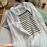Fongt Collar Long-Sleeved Open Shirt With Thin Sunscreen Women 2025 Spring And Summer New Loose Blue Shirt