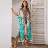 Style Printed Oversized Beach Blouse Sexy Holiday Sweater Long Robe Bikini Blouse-Outfit