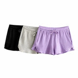 Summer New Household Casual Wide-Leg Pants Women's BM Thread Elastic Waist Loose Sports Shorts-Outfit