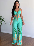 Fongt Set Of Women's Personality Temperament Straight Trousers Sexy Top Fashion Casual Set