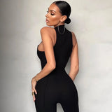 Classic Solid Knitted Jumpsuit Women Casual Sportswear Sleeveless Skinny Slim G One Piece Female Clothing