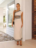 Fongt Summer New Women's Temperament Elegant Diagonal Lace Splice Dress 88129-Outfit
