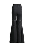 Fongt Horn Trousers 2024 Spring / Summer New High Waist Show Thin Design Sense Belt Splicing Solid Color Slim All-Match Pants-Outfit
