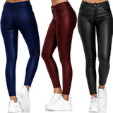 Fongt Women's High-Waisted Solid Leather Slacks Small-Legged Trousers Trousers Trousers Women's Casual Jump