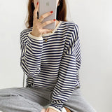 Version Hoodie Women's Spring And Autumn Thin Style 2023 Spring New Striped Oversize Loose Long-Sleeved Women's Wear-Outfit