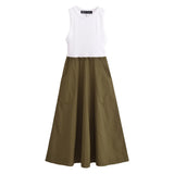 Pocket Spliced Midi Dress 0264073-Outfit