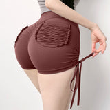 Fongt High-Waisted Sports Shorts, Women's Summer Hip Tight Stretch Running Pocket Yoga Gym Pants Hot Pants-Outfit