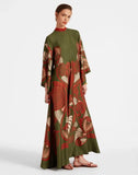 Fongt Summer Printed Seven-Sleeve Collared Dress