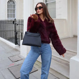 Fongt Women's Clothing Explosion Fashion Elegant Collar Collar Coat Imitation Fur Coat