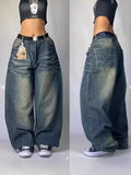Straight Jeans For Men Retro Hip-Hop Goth Street Clothing Harajuku Men's Casual Pants 1028-0-Outfit