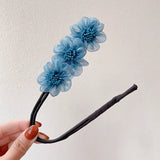 Women Elegant Bud Chiffon Flowers Bun Maruko Hairstyles Making Long Tools Sweet Headband Hairbands Fashion Hair