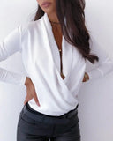 Sleeve Deep V-neck Shirt