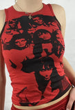 Vintage Girl Graphic Crop Tank Top-Outfit