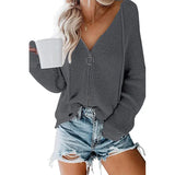 Fongt New Ladies Cardigan Hoodie Hoodie Zipper Broken Hole Irregular Loose Sweater Women's