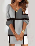 Fongt New Fashion Casual V-Neck Print Dress Women's Dress