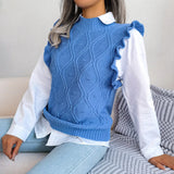 Shooting 2025 Autumn And Winter Wood Ear In The Shape Of A Knitted Vest Sweater Women's
